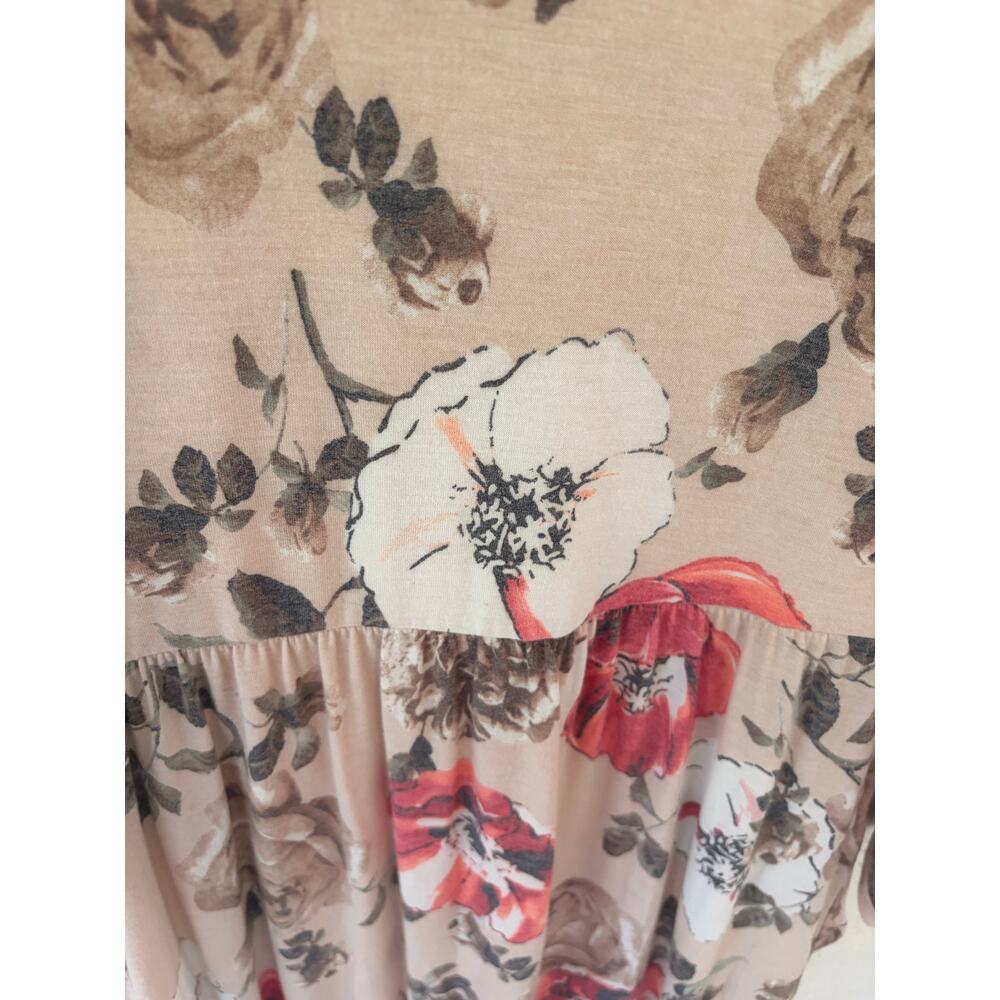 Bellamie Floral Maxi Dress Large Beige Red Rose Long Sleeve Boho - Picture 3 of 5